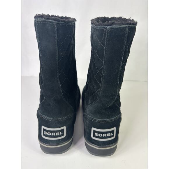 Sorel Womens Size 8.5 NL1975-011 Waterproof Sherpa Lined Winter Boot Black Suede - Picture 10 of 15